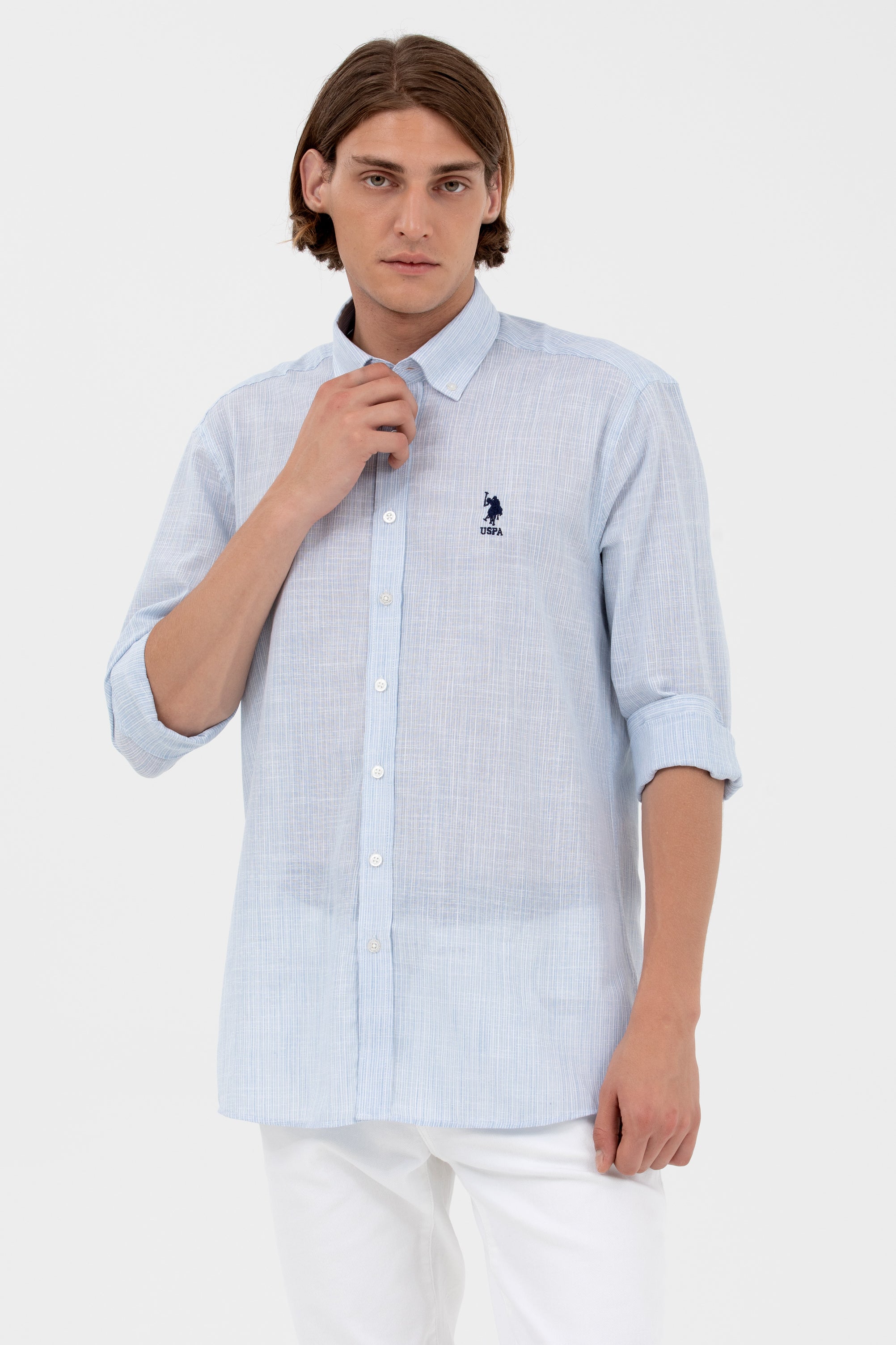 U.S. Polo Assn. Minimalist Erkek Gömlek - 3/4 Kol, Regular Fit, Günlük Translation missing: tr.content.product_image_main