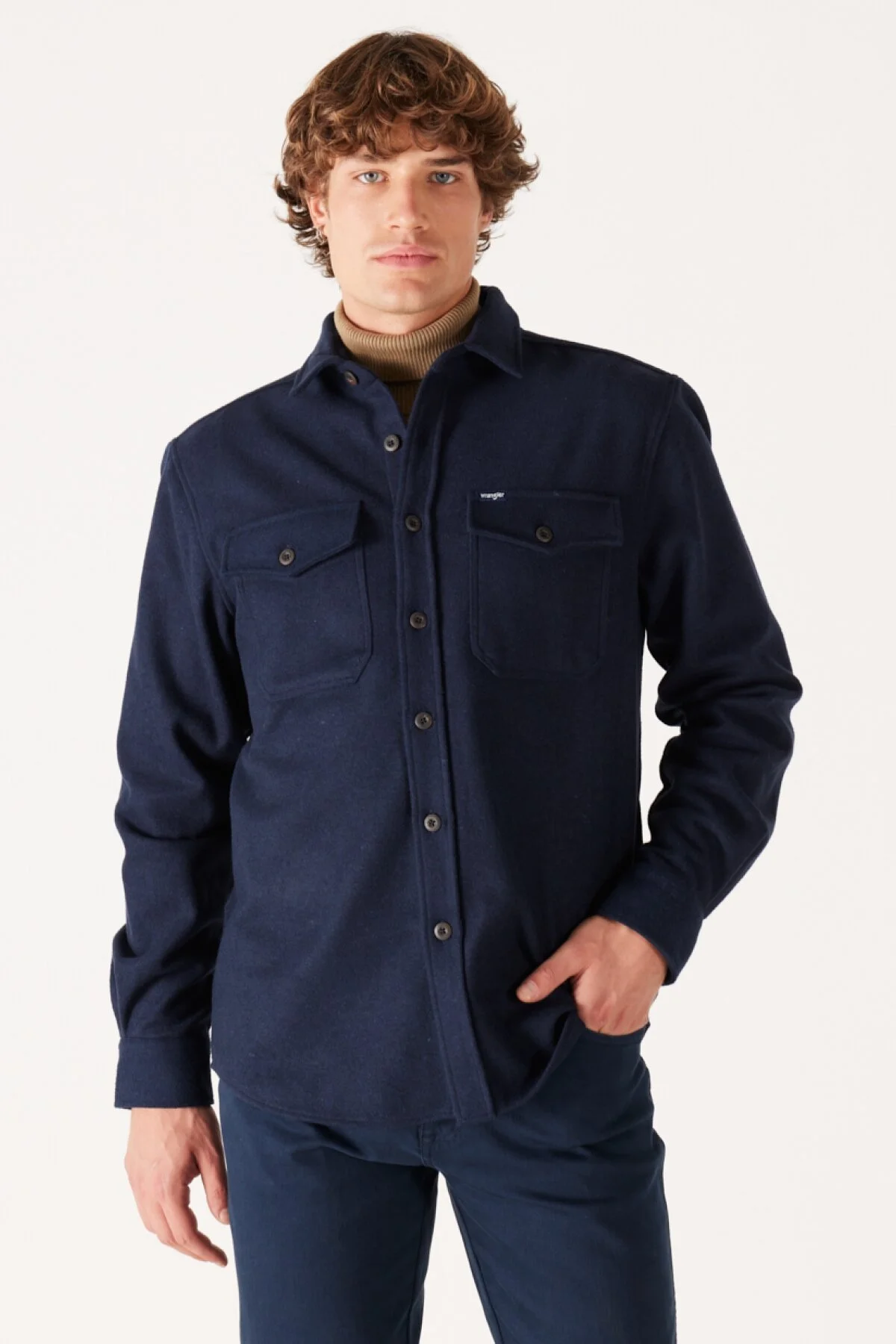 Loose Fit Geniş Kesim Lacivert Uzun Kollu Gömlek Wrangler Translation missing: tr.content.product_image_main