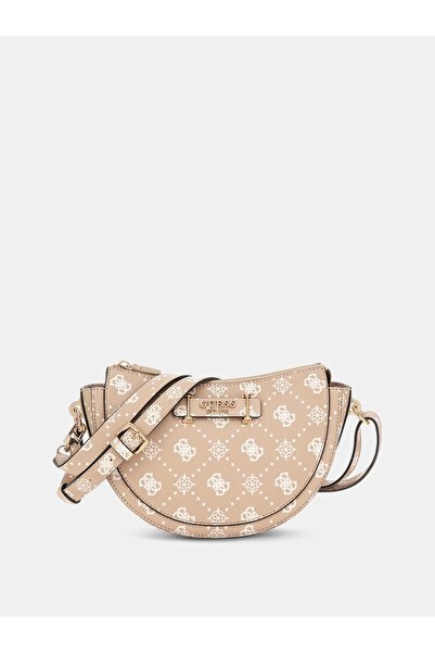 Guess Kadın Monogram Desenli Ayarlanabilir Askılı Yarım Ay Omuz Çantası