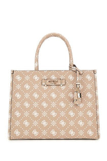 Guess Kadın Monogram Desenli Suni Deri Tote Çanta Çift Saplı Omuz Çantası