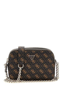 Guess Kadın Monogram Desenli Çapraz Askılı Omuz Çantası Fermuarlı Zincir Detaylı