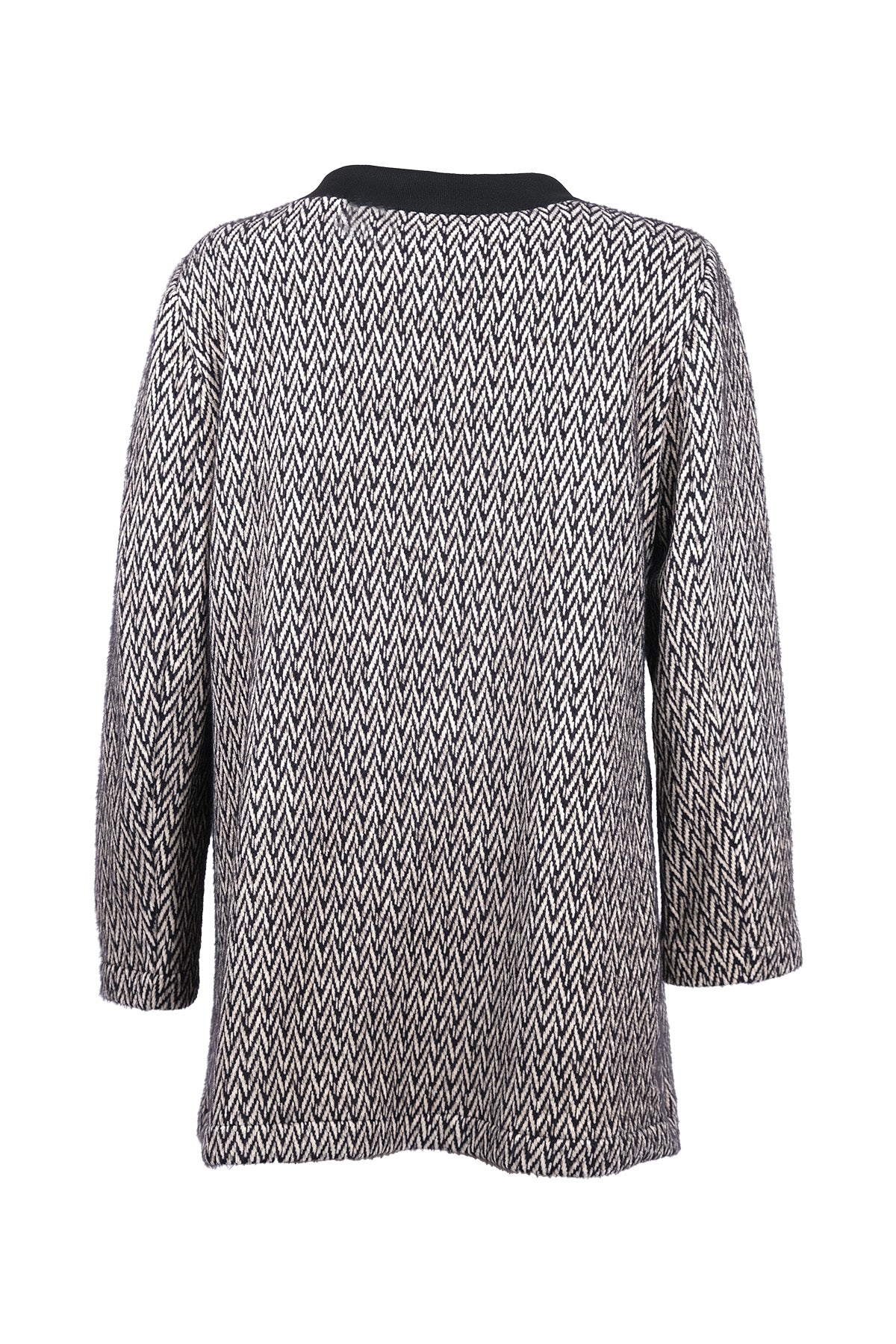Gala-xi Minimalist Herringbone Desen Midi Uzun Kol Kadın Hırka