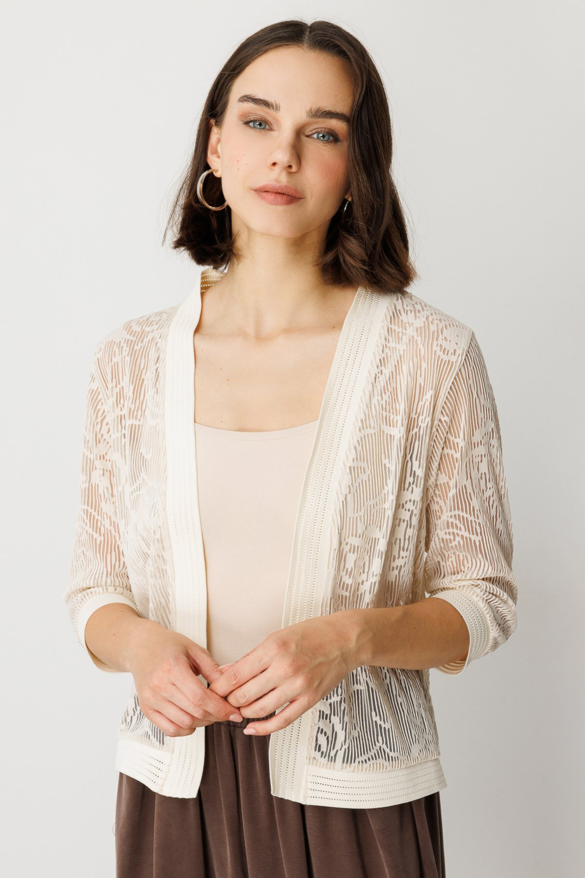 On Kadın 3/4 Kol Dantel Hırka - Minimalist Stil - Günlük & Özel Gün Ana görsel