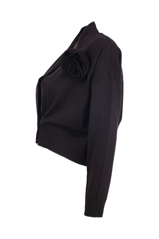 Unique Mode Minimalist V Yaka Uzun Kol Kadın Crop Hırka