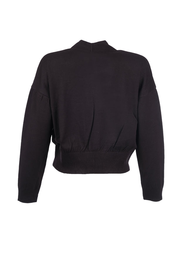 Unique Mode Minimalist V Yaka Uzun Kol Kadın Crop Hırka