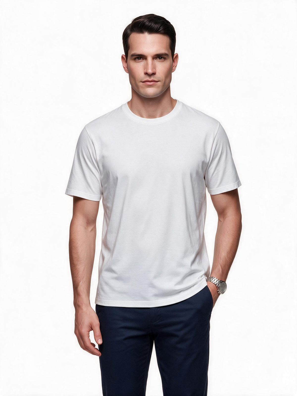 İntersivin Erkek Bisiklet Yaka Pamuklu Kısa Kollu Standart Kalıp T-Shirt T-05