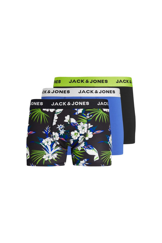 Jack&Jones Erkek Boxer 3'lü Set - Minimalist Tropikal Desenli Rahat Boxer Şort