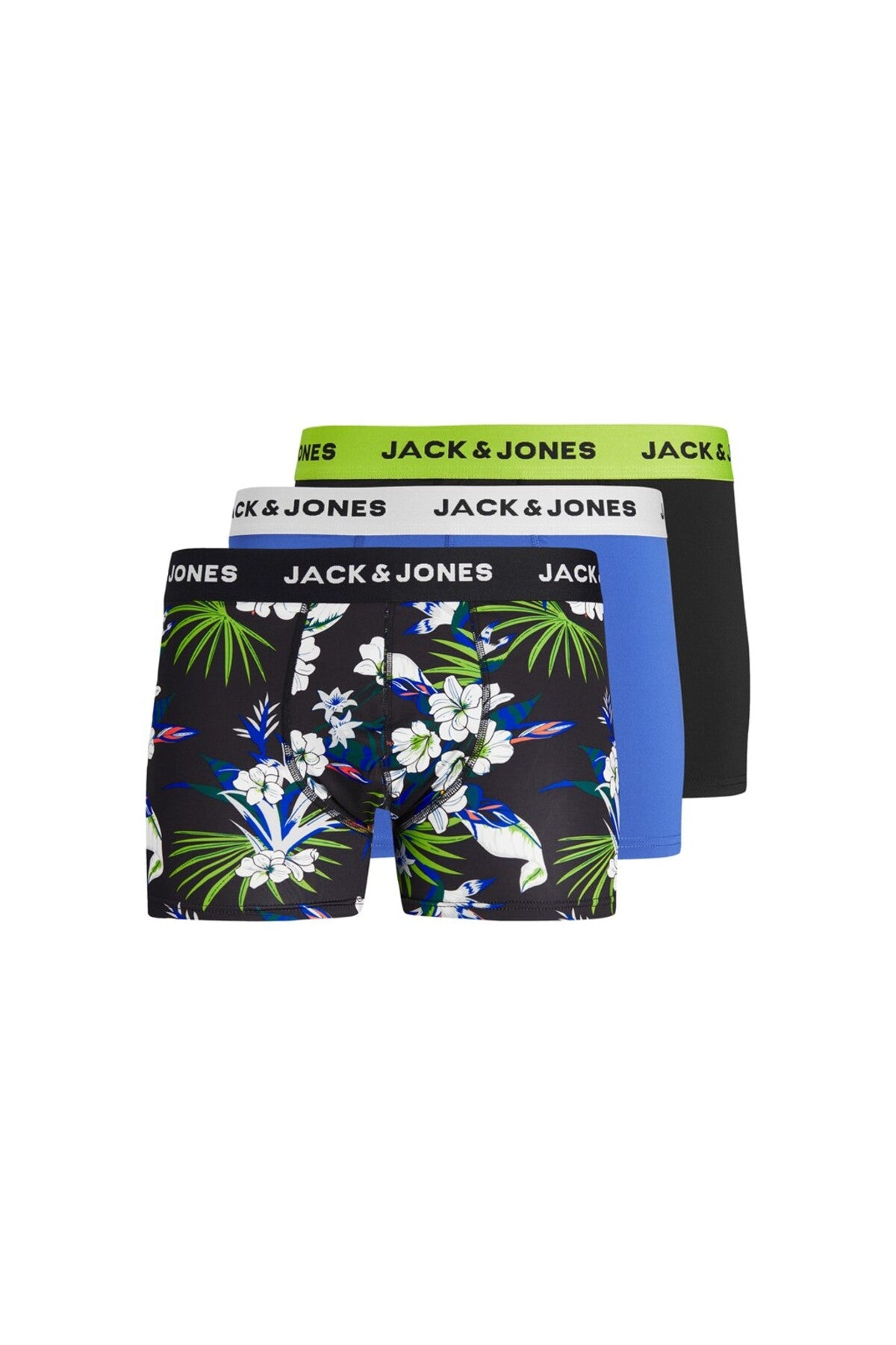 Jack&Jones Erkek Boxer 3'lü Set - Minimalist Tropikal Desenli Rahat Boxer Şort