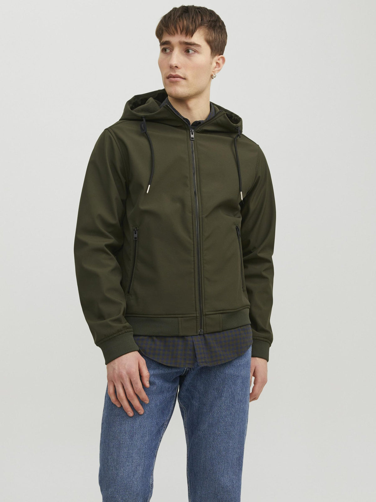 Jack&Jones Erkek Kapüşonlu Fermuarlı Cepli Standart Kalıp Polyester Ceket