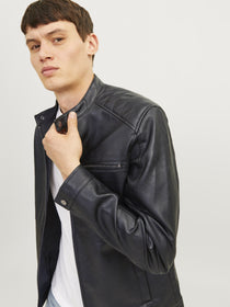 Jack&Jones Minimalist Deri Erkek Ceket - Regular Fit - Günlük Stil