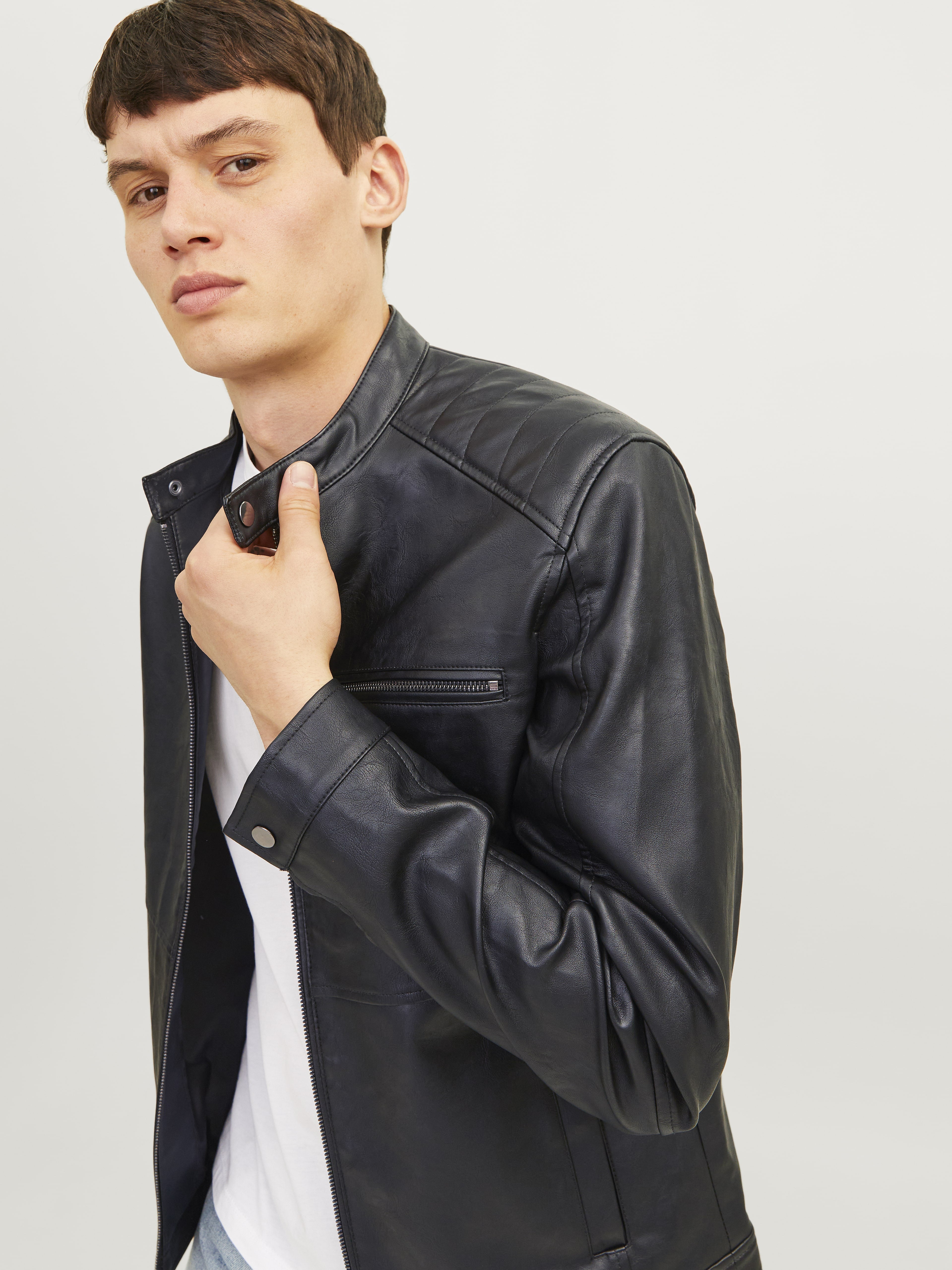 Jack&Jones Minimalist Deri Erkek Ceket - Regular Fit - Günlük Stil