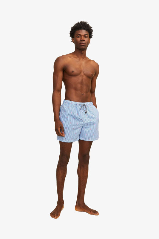 Jack&Jones Erkek Mayo Şortu - Minimalist Çizgili - Plaj Şortu