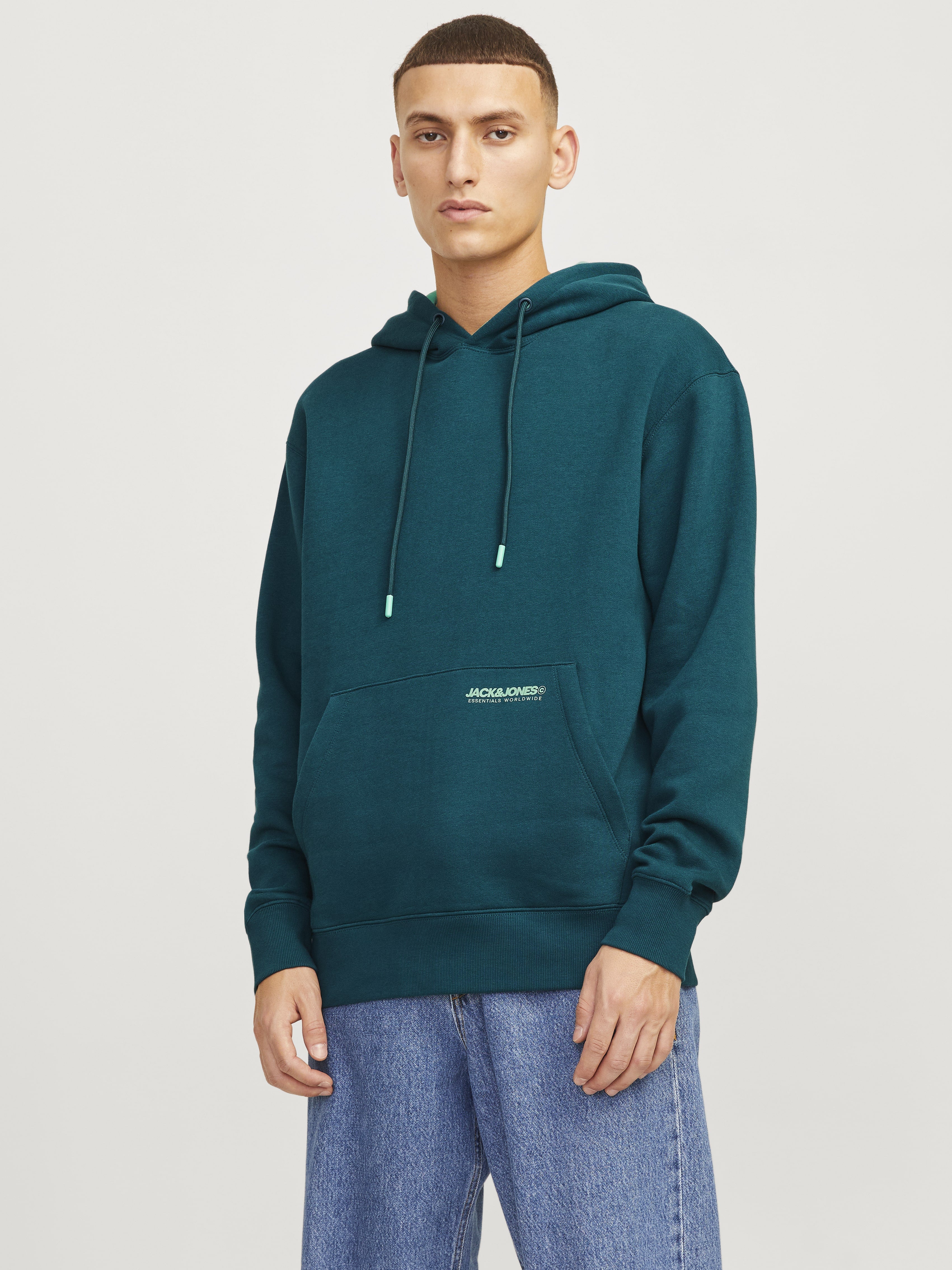 Jack&Jones Erkek Oversize Kapüşonlu Sweatshirt - Minimalist Günlük İkincil görsel