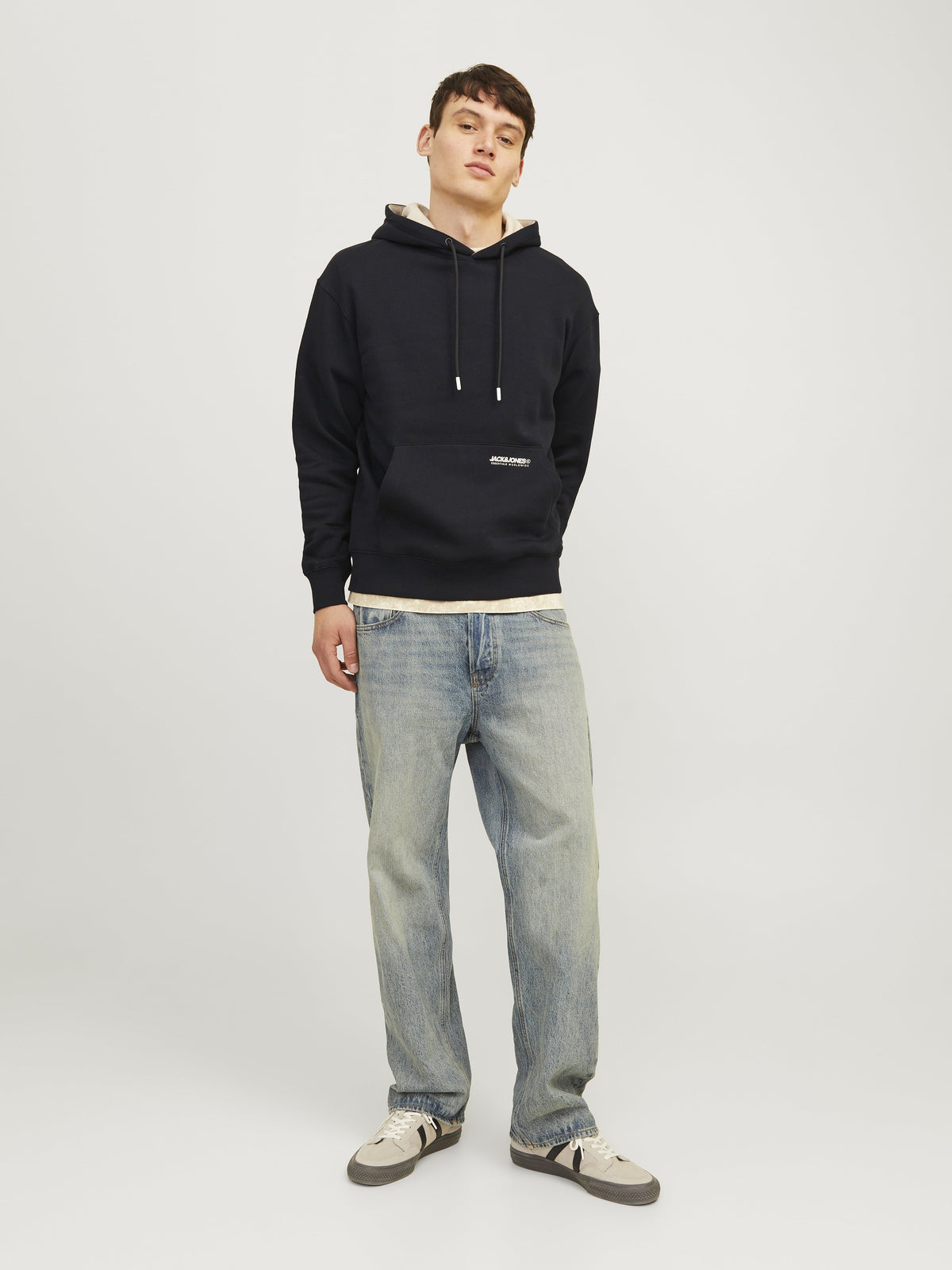 Jack&Jones Erkek Oversize Kapüşonlu Sweatshirt - Minimalist Günlük