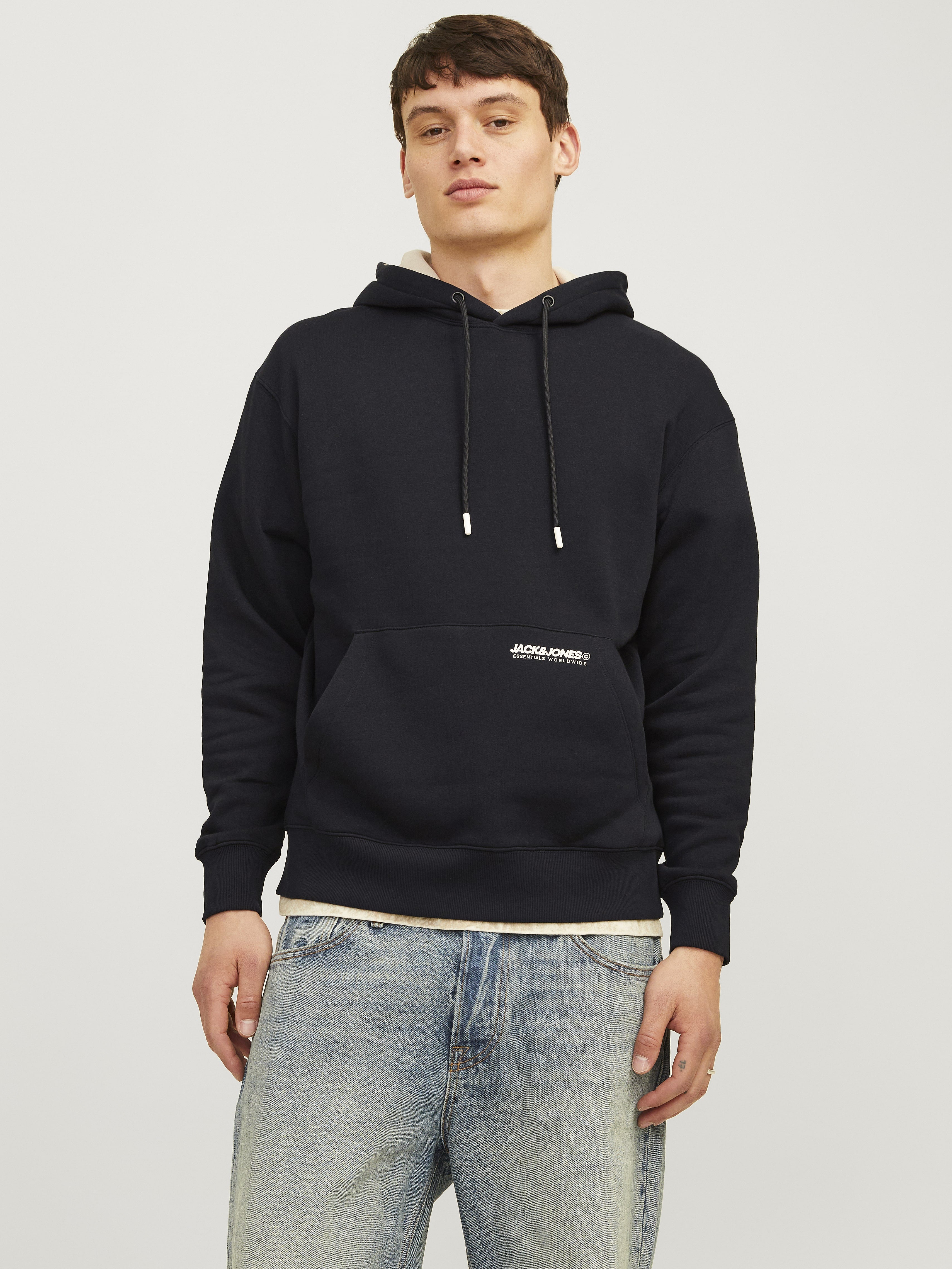 Jack&Jones Erkek Oversize Kapüşonlu Sweatshirt - Minimalist Günlük Translation missing: tr.content.product_image_secondary