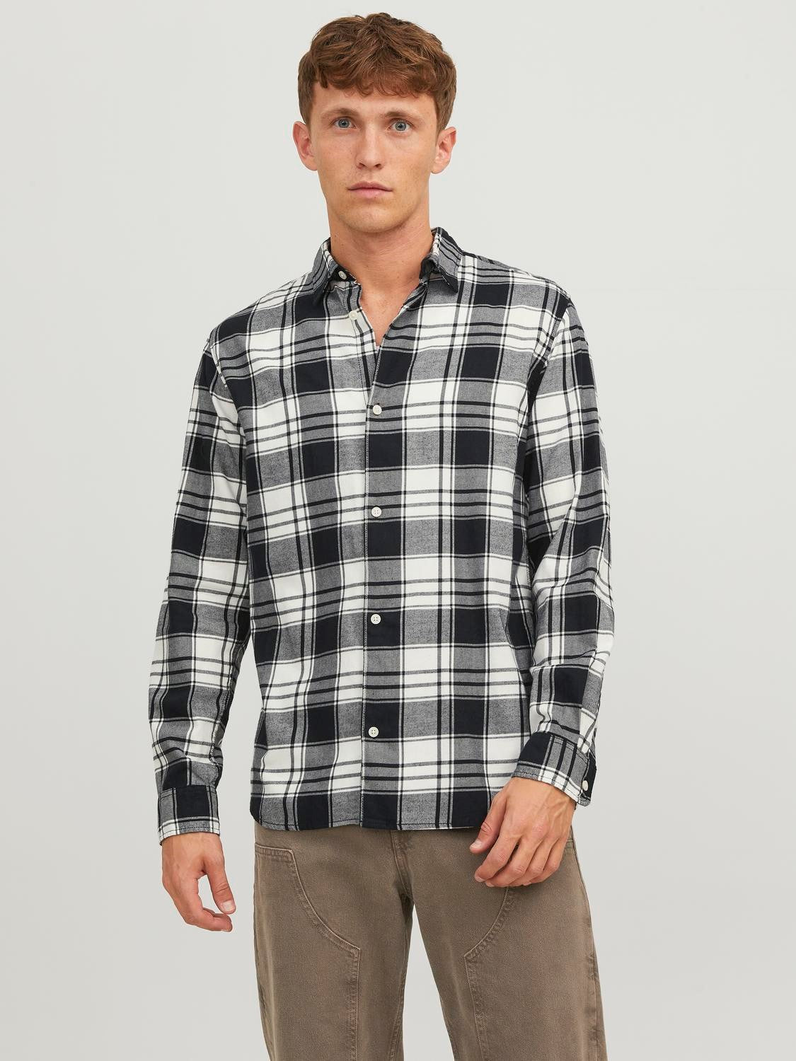 Jack&Jones Erkek Uzun Kol Kareli Minimalist Gömlek - Günlük Stil İkincil görsel