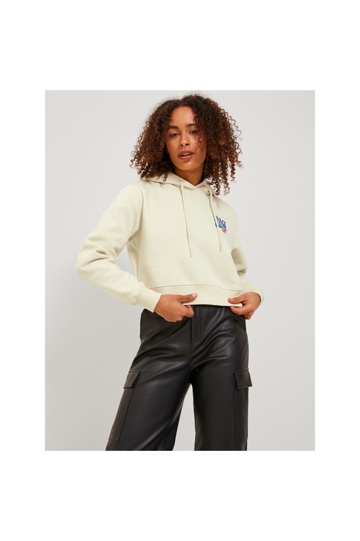 Jack&Jones JJXX Kadın Oversize Crop Kapüşonlu Sweatshirt - Minimalist Stil İkincil görsel