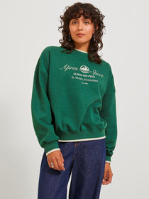 Jack&Jones JJXX Kadın Baskılı Bisiklet Yaka Regular Kalıp Pamuk Polyester Sweatshirt