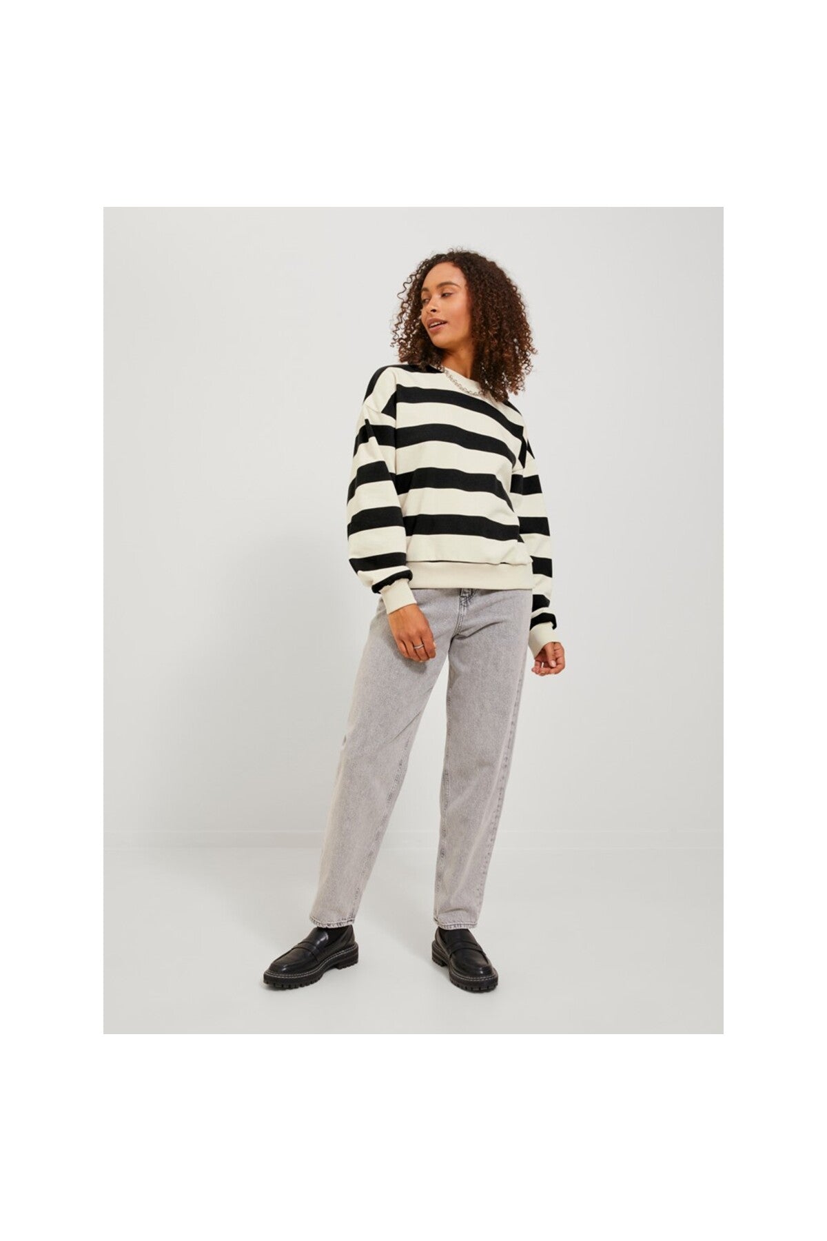 Jack&Jones JJXX Oversize Çizgili Uzun Kol Kadın Sweatshirt - Günlük Şıklık Translation missing: tr.content.product_image_main
