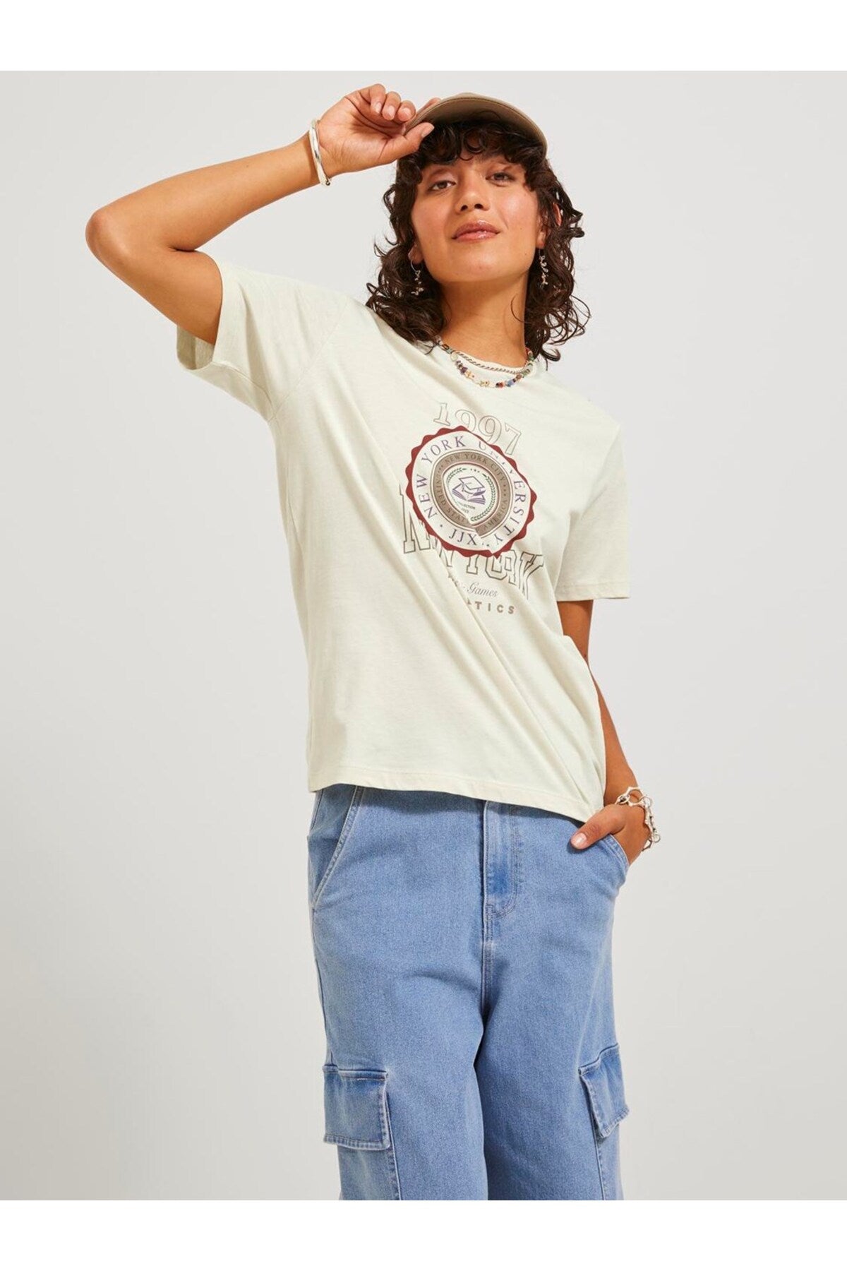 Jack&Jones JJXX Oversize Minimalist Kadın Tişört - Kısa Kol Ana görsel