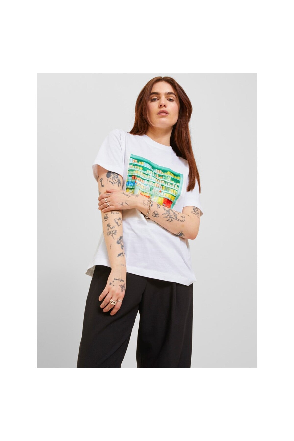 Jack&Jones JJXX Oversize Minimalist Kadın Tişört - Kısa Kol - Günlük Translation missing: tr.content.product_image_main