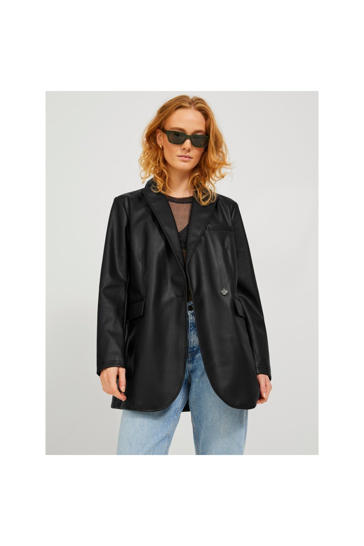 Jack&Jones JJXX Oversize Uzun Kol Deri Kadın Ceket - Minimalist Tarz Translation missing: tr.content.product_image_main