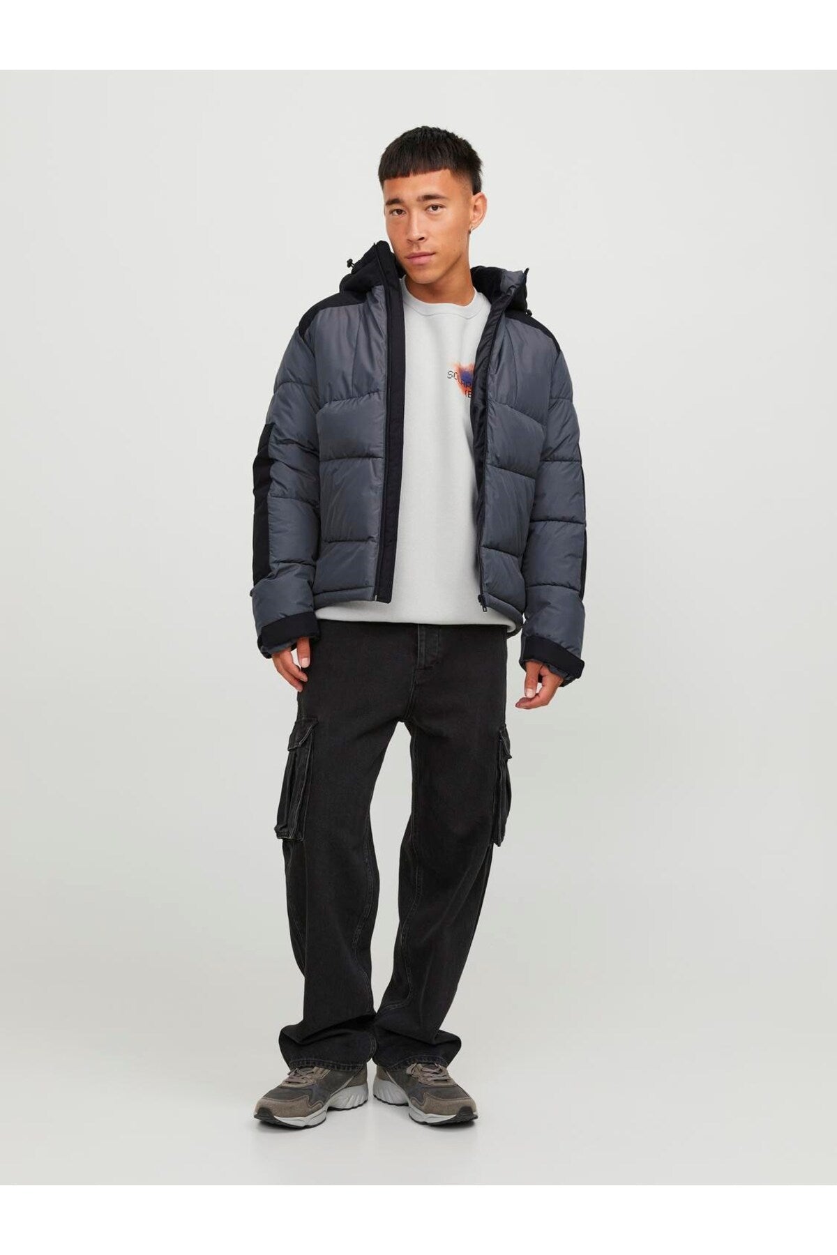Jack&Jones Minimalist Oversize Kapüşonlu Erkek Kışlık Mont