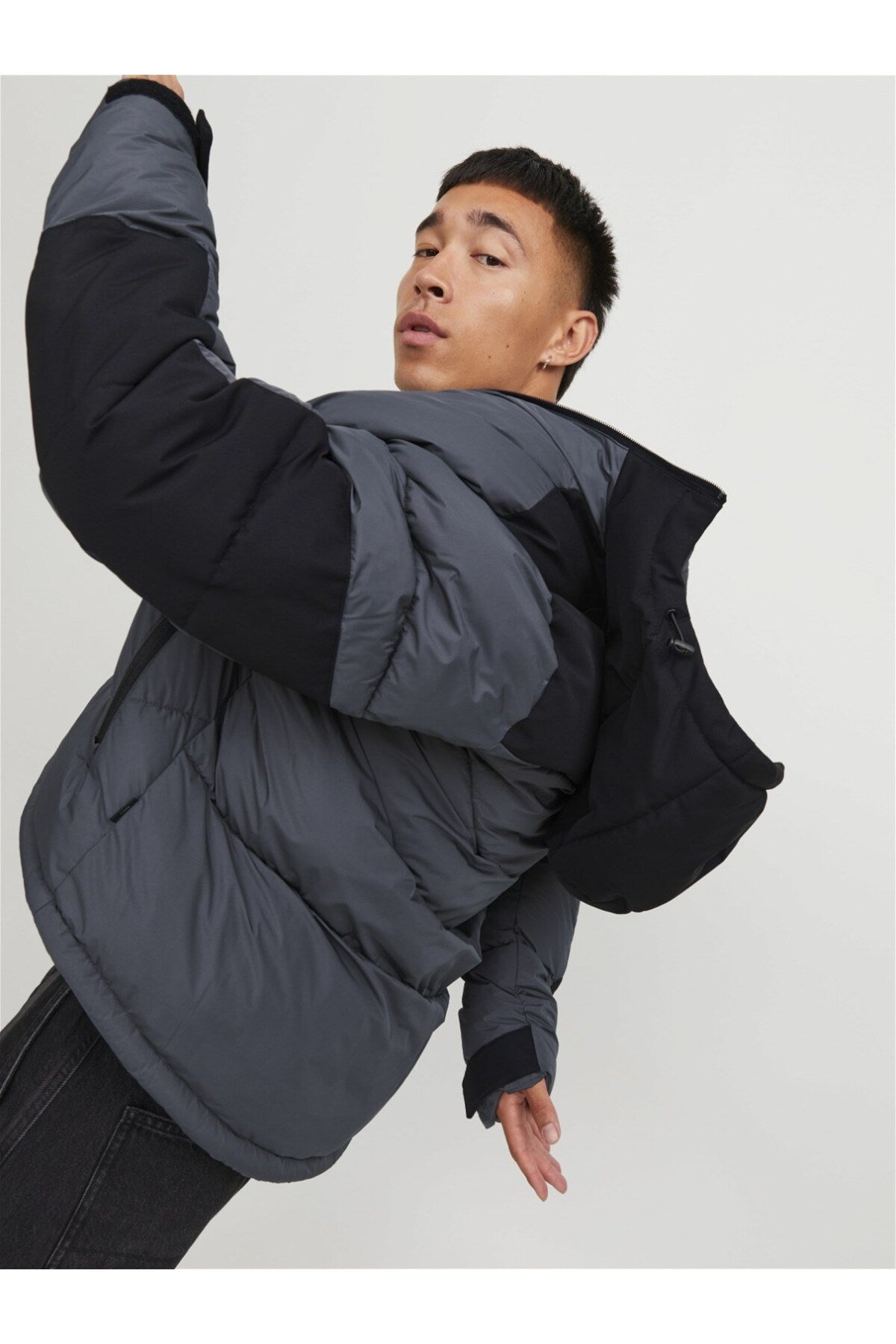 Jack&Jones Minimalist Oversize Kapüşonlu Erkek Kışlık Mont
