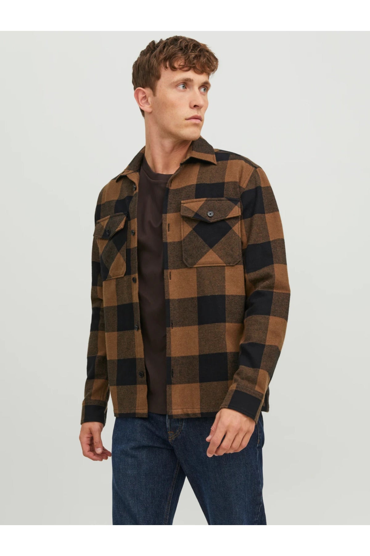 Jack&Jones Minimalist Uzun Kol Kareli Erkek Gömleği - Günlük Stil Translation missing: tr.content.product_image_secondary