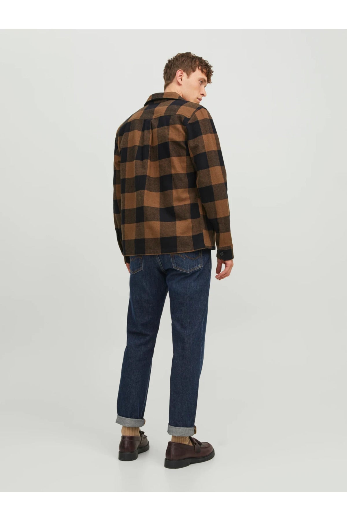 Jack&Jones Minimalist Uzun Kol Kareli Erkek Gömleği - Günlük Stil