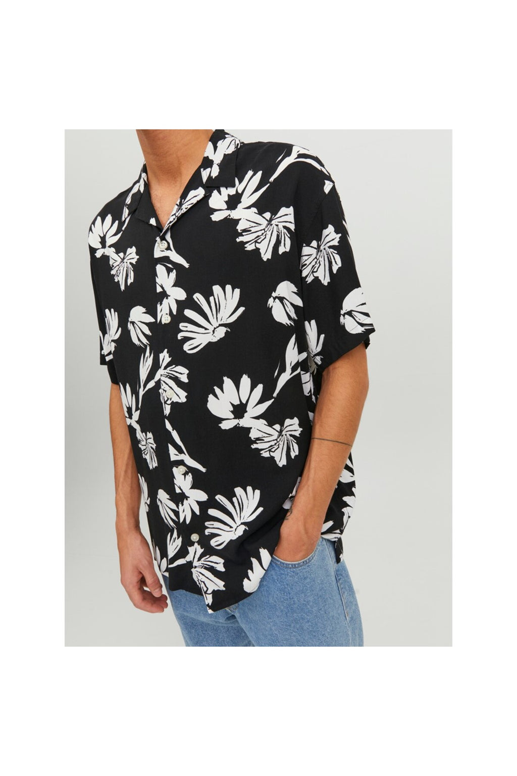 Jack&Jones Oversize Çiçek Desenli Erkek Gömleği - Kısa Kol