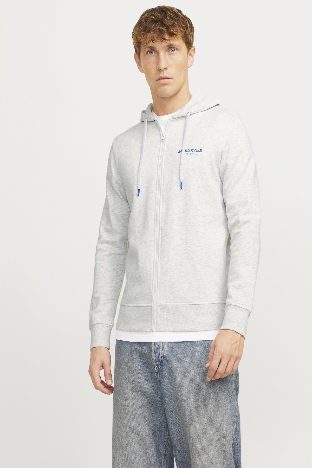 Jack&Jones Oversize Fermuarlı Kapüşonlu Erkek Sweatshirt - Minimalist Tarz Ana görsel