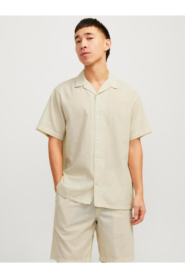 Jack&Jones Oversize Kısa Kol Çizgili Erkek Gömlek - Minimalist
