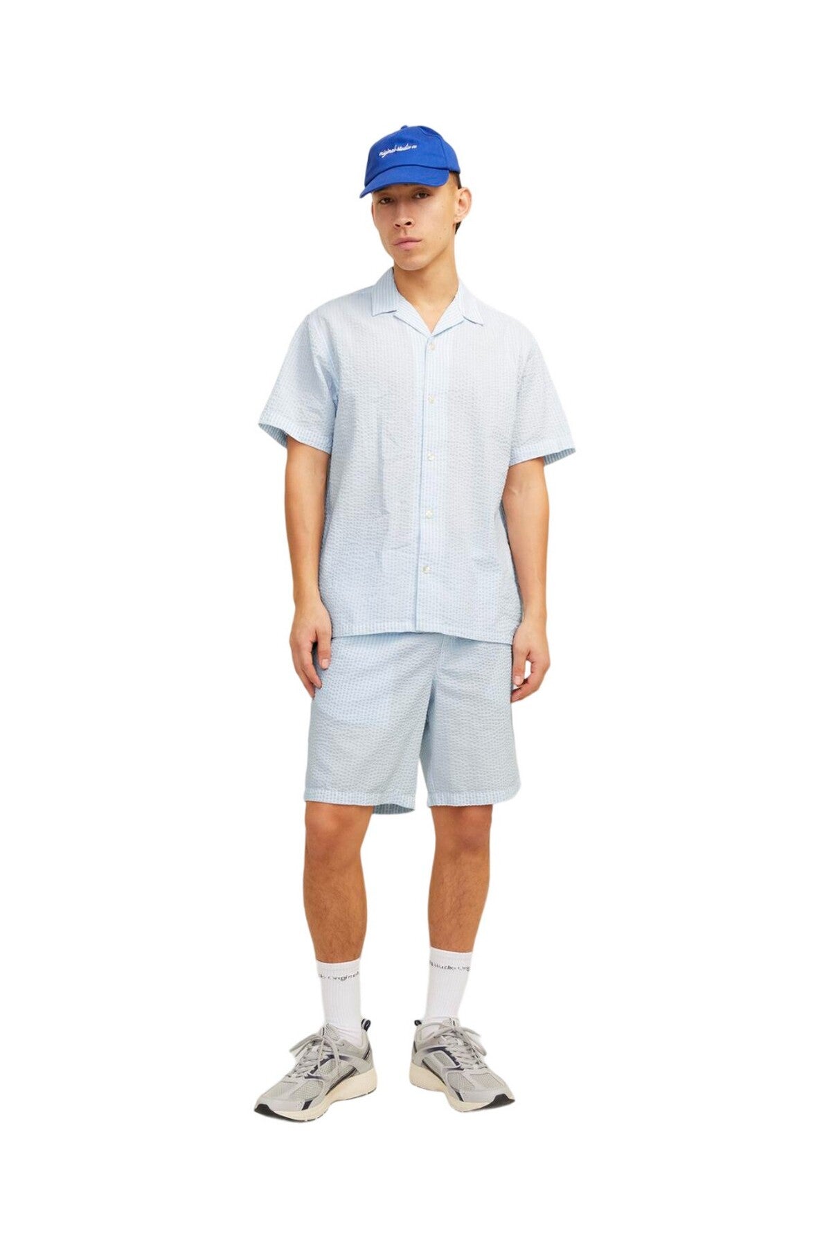 Jack&Jones Oversize Kısa Kol Çizgili Erkek Gömlek - Minimalist Ana görsel