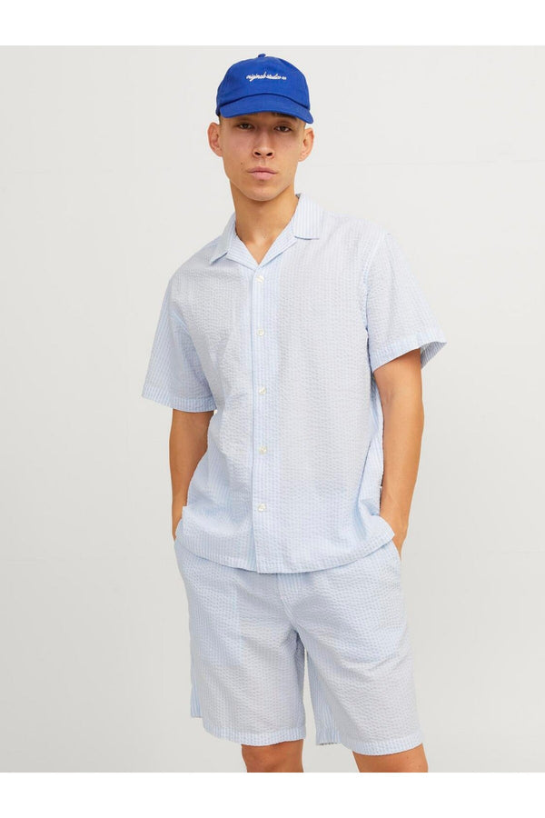 Jack&Jones Oversize Kısa Kol Çizgili Erkek Gömlek - Minimalist