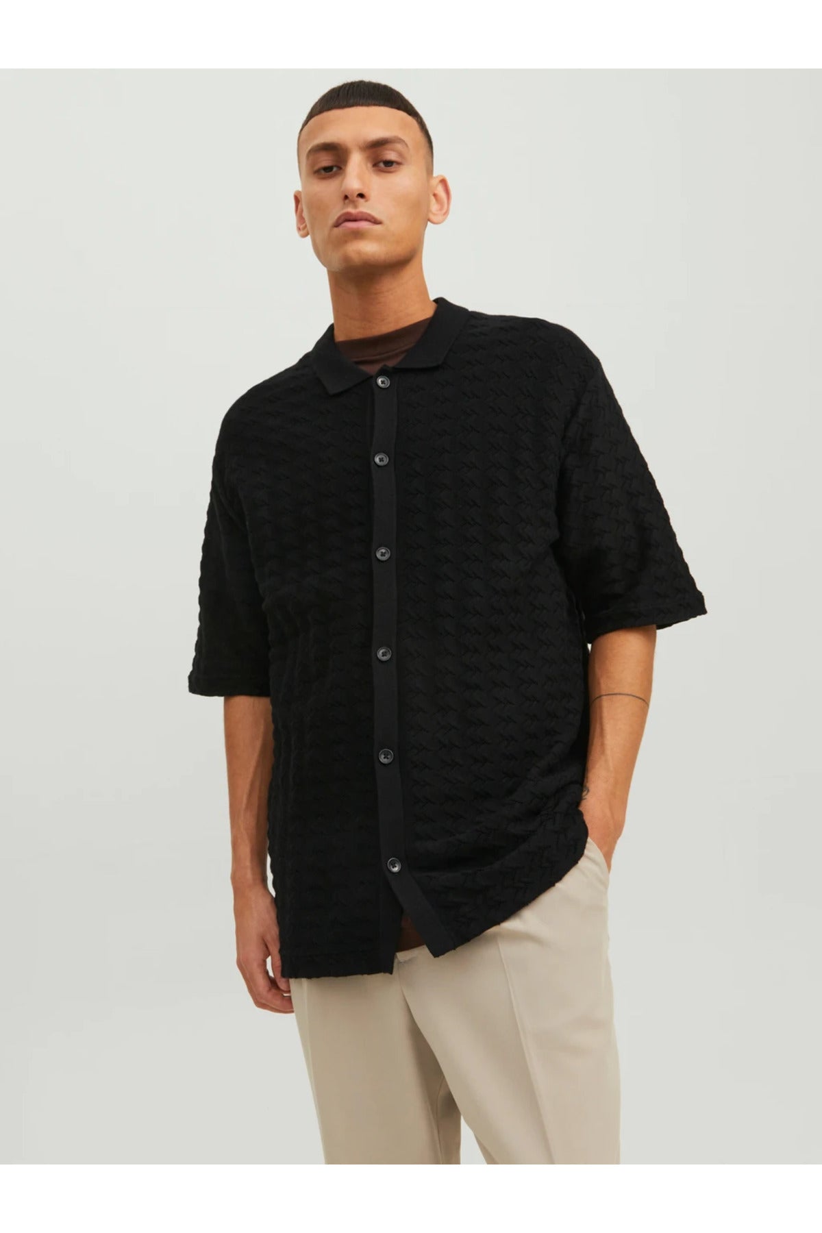Jack&Jones Oversize Polo Yaka Kısa Kol Erkek Gömlek - Minimalist Stil Translation missing: tr.content.product_image_secondary