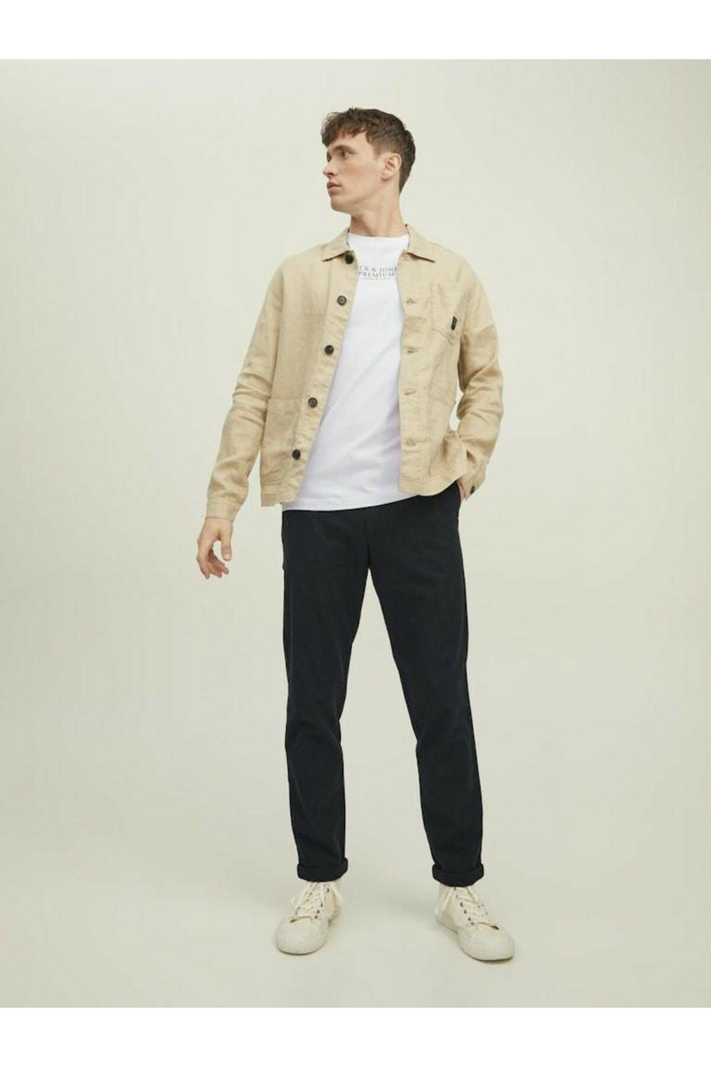 Jack&Jones Premium Minimalist Erkek T-Shirt - Kısa Kol Yuvarlak Yaka