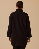 büyük beden hakim yaka düğmeli kaban Gala-Xi