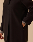 büyük beden hakim yaka düğmeli kaban Gala-Xi