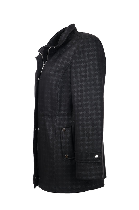 Ekol BB Minimalist Kareli Midi Kadın Kaban - Günlük Şıklık