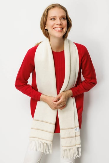 Kadın Simli Jakarlı Püsküllü Yün Kaşko Desen