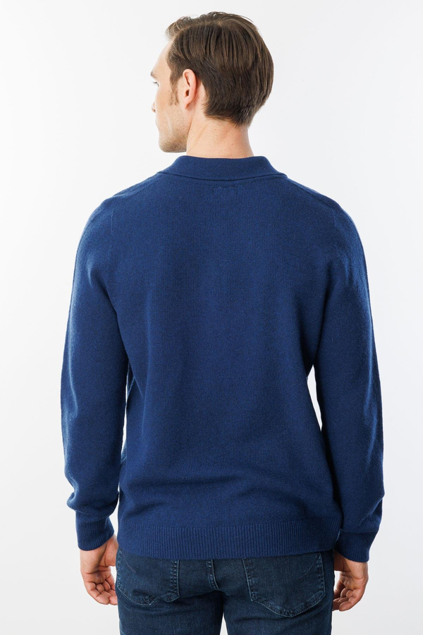 Erkek Polo Yaka Basic Yün Kazak  Desen