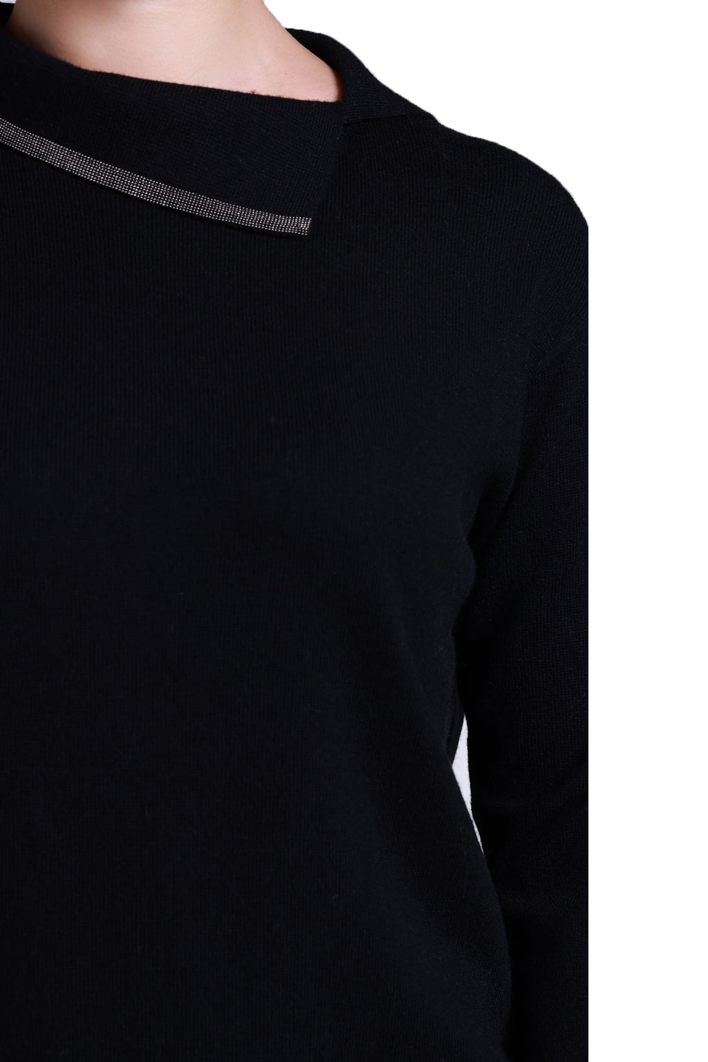 Sempre Asimetrik Yaka Oversize Kadın Kazak - Uzun Kol Minimalist
