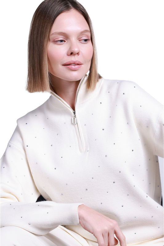 Sempre Oversize Minimalist Yarı Boğazlı Uzun Kol Kazak