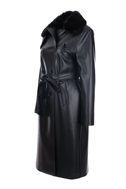 Kazayağı Desenli Metal Aksesuarlı Kaban Trençkot Ekol