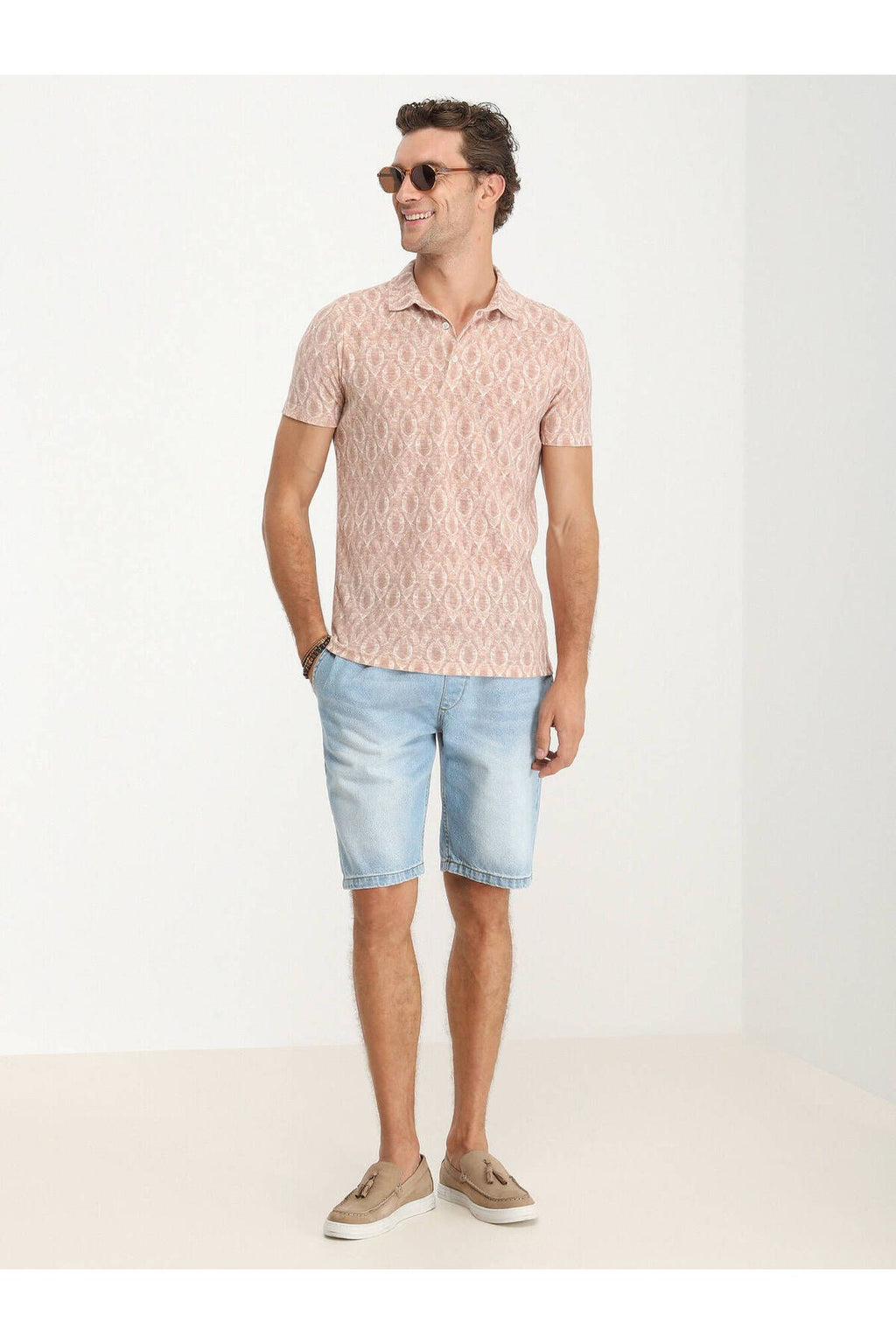 Kip Minimalist Desen Polo Yaka Kısa Kol Erkek T-Shirt TSH-1322