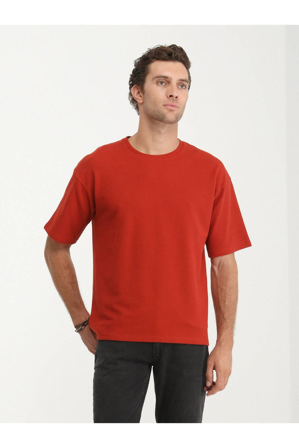 Kip Oversize Kısa Kol Yuvarlak Yaka Minimalist Erkek T-Shirt TSH-1348 - Günlük Kullanım