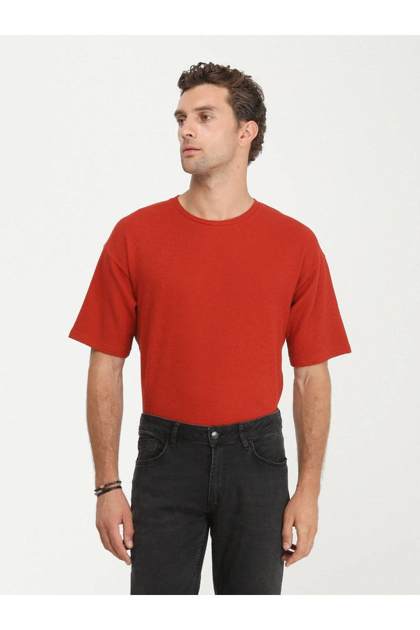 Kip Oversize Kısa Kol Yuvarlak Yaka Minimalist Erkek T-Shirt TSH-1348 - Günlük Kullanım