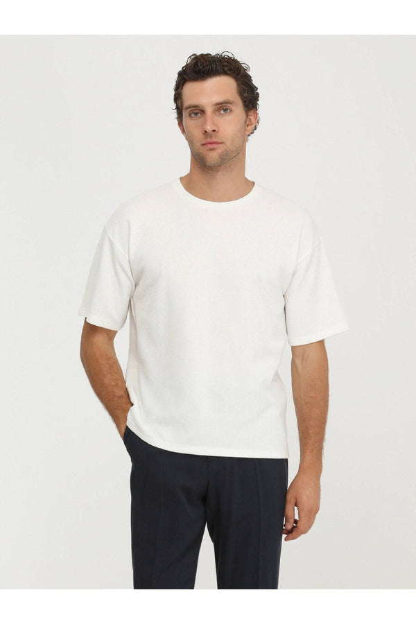 Kip Oversize Kısa Kol Yuvarlak Yaka Minimalist Erkek T-Shirt TSH-1348 - Günlük Kullanım