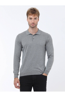 Kip Minimalist Erkek Triko - Polo Yaka Uzun Kol - Günlük Şıklık